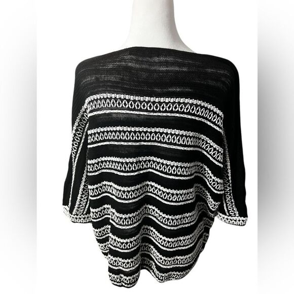 NIC+ZOE Women's Celestial Sweater black and white cotton 3/4 sleeve lightweight - Picture 8 of 12